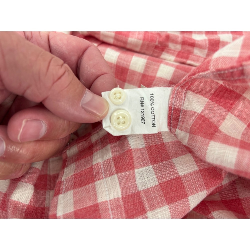 johnnie-O Hangin Out Mens Large Red White Gingham Button Down Shirt JMWL3140 - Picture 6 of 11